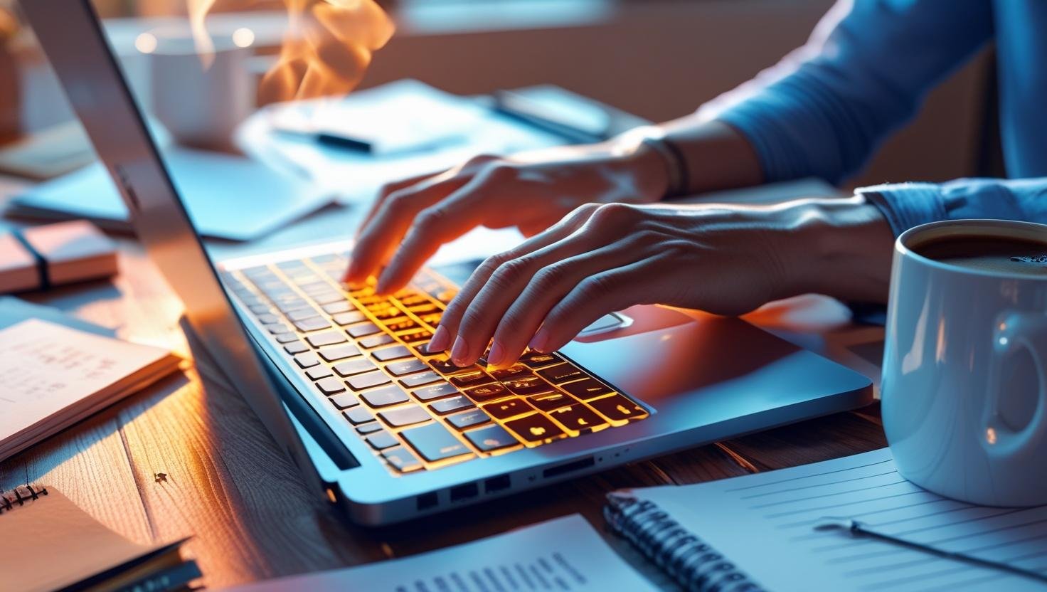 A lady on a laptop